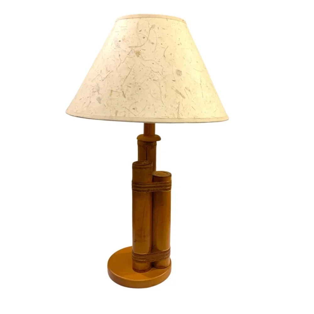 VTG Mid Century Bamboo Table Lamp Tarogo Japan Hollywood Regency Boho Coastal 16